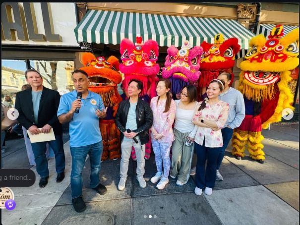 Guests gathered outside Xóm Cà Phê during the grand opening celebration